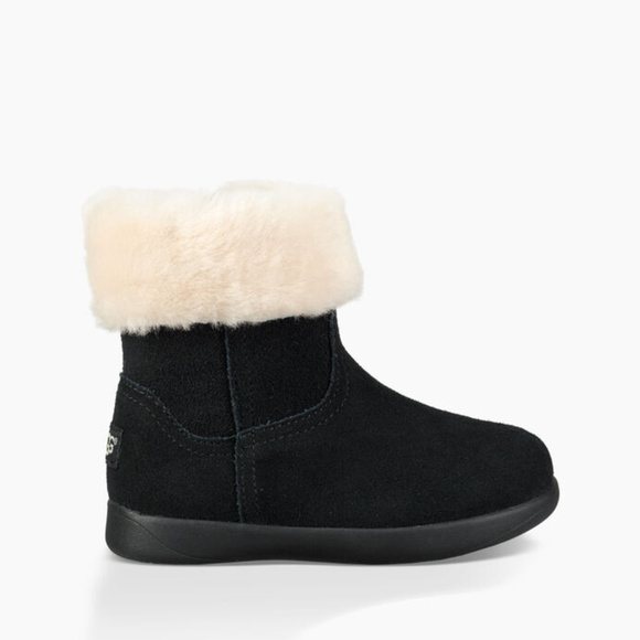 UGG JORIE TODDLER‎ SUEDE SHEARLING BOOTS BLACK - Picture 2 of 6